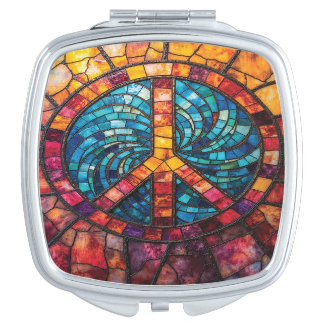 Mosaic Peace Sign Hand Mirror (Front)