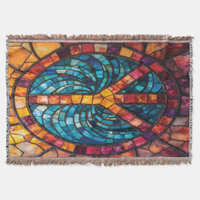 Mosaic Peace Sign Throw Blanket (Front)