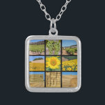 Mosaic photos of  farming silver plated necklace<br><div class="desc">Nine mosaic photos of farming : vine,  sunflower and wheat</div>