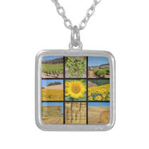 Mosaic photos of  farming silver plated necklace
