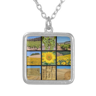 Mosaic photos of  farming silver plated necklace