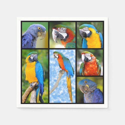 Mosaic photos of parrots napkins