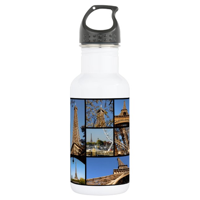 Mosaic photos of the Eiffel tower in Paris Water Bottle (Front)