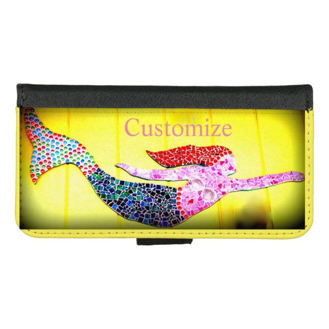 Mosaic pink mermaid  yellow Thunder_Cove iPhone Wallet Case (Front (Horizontal))