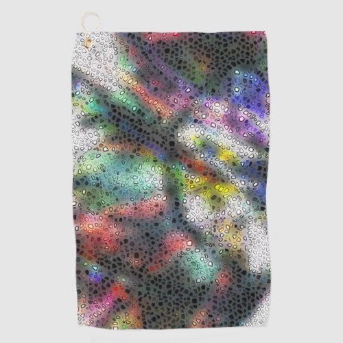 Mosaic polished shards over stained misty colored golf towel