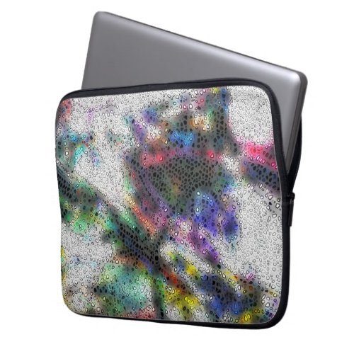 Mosaic polished shards over stained misty colored laptop sleeve