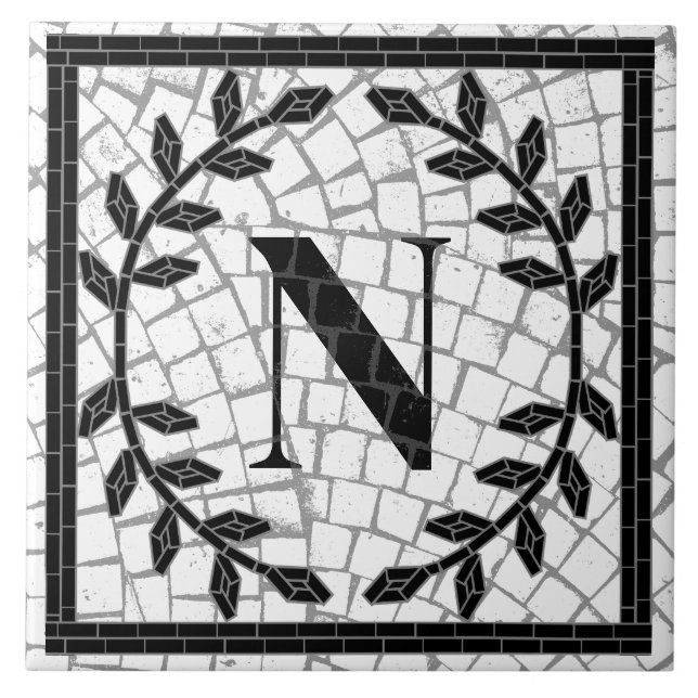 Mosaic Print Monogram Ceramic Tile (Front)
