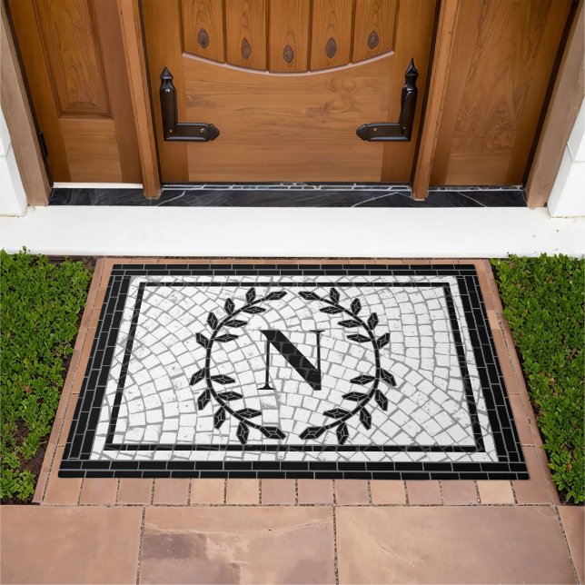 Mosaic Print Monogram Doormat (Outdoor)