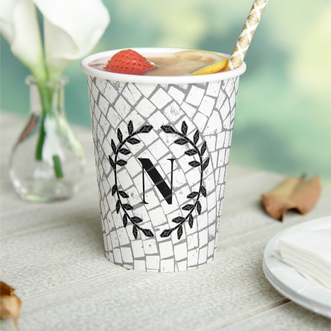 Mosaic Print Monogram Paper Cups (Insitu)