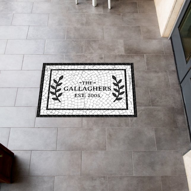 Mosaic Print Personalized Name Floor Decals (Restaurant)