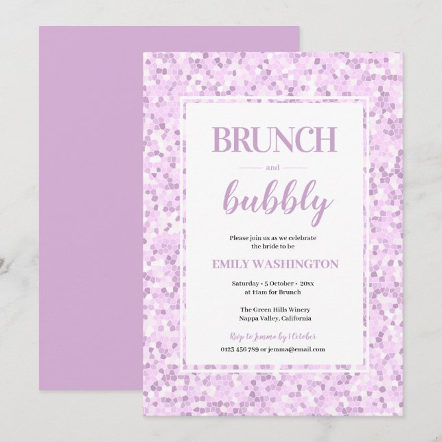 Mosaic Purple Brunch & Bubbly Invitation (Front/Back)