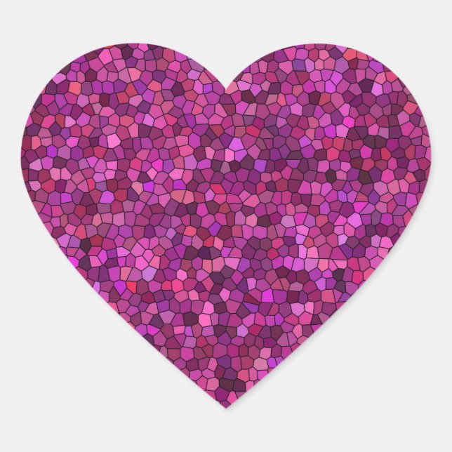 Mosaic Purple Pink  Heart Sticker (Front)