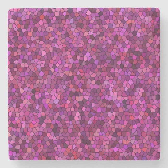 Mosaic Purple Pink  Stone Coaster (Front)