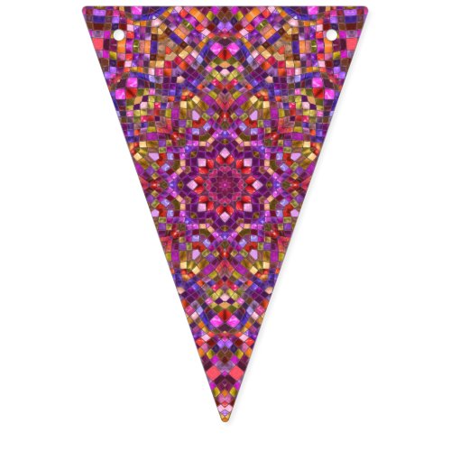 Mosaic Purple Vintage Fractal Kaleidoscope Bunting Flags