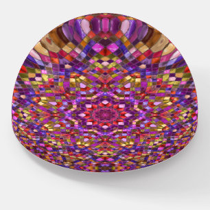 Mosaic Purple Vintage Fractal Kaleidoscope Paperweight