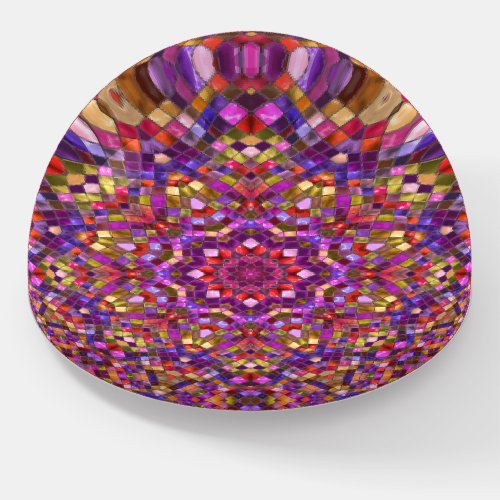 Mosaic Purple Vintage Fractal Kaleidoscope Paperweight
