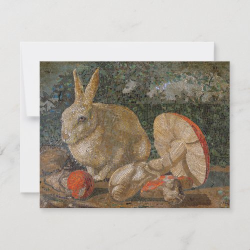 Mosaic rabbit and mushroom nature vintage 