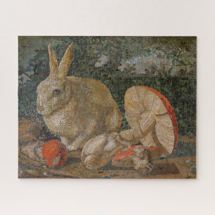 Mosaic rabbit and mushroom nature vintage jigsaw puzzle