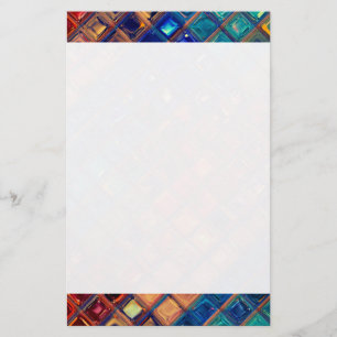 Mosaic Rainbow Bold Colorful Abstract Tile Stationery