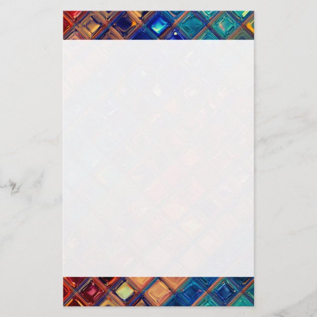 Mosaic Rainbow | Bold Colorful Abstract Tile Stationery (Front)