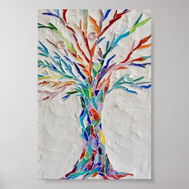 Mosaic Rainbow Tree Poster (Front)