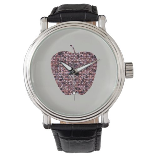 Mosaic Red Apple Male Teacher Classroom Thank You Watch