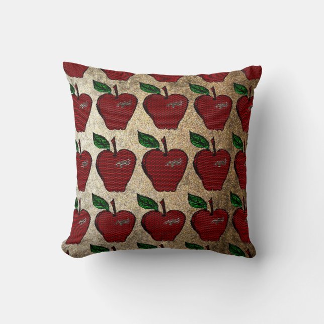 Mosaic Red Apple/ Stone Wash Pillow-Design 1 Throw Pillow (Front)