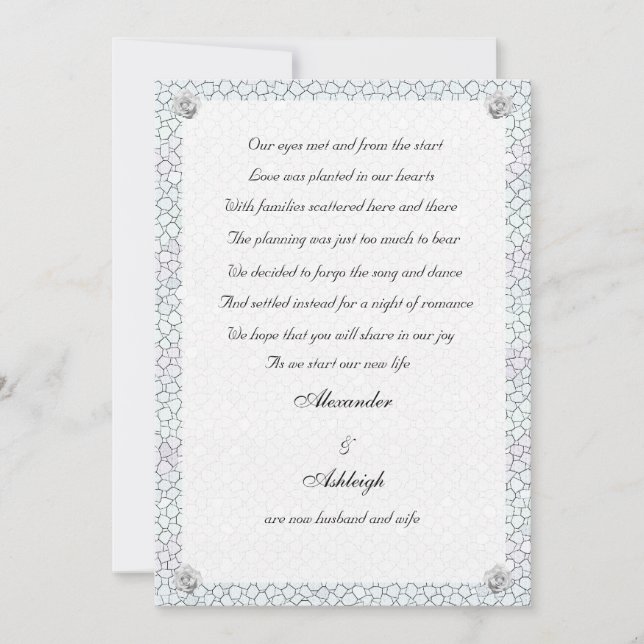 Mosaic Rose Elopement Announcement (Front)