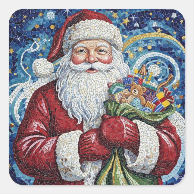 Mosaic Santa Claus Sticker Artistic  (Front)