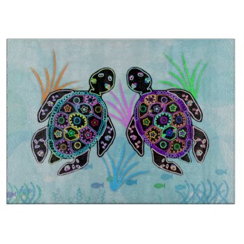 Mosaic Sea Turtle Cutting Board by Coconutzoo at Zazzle