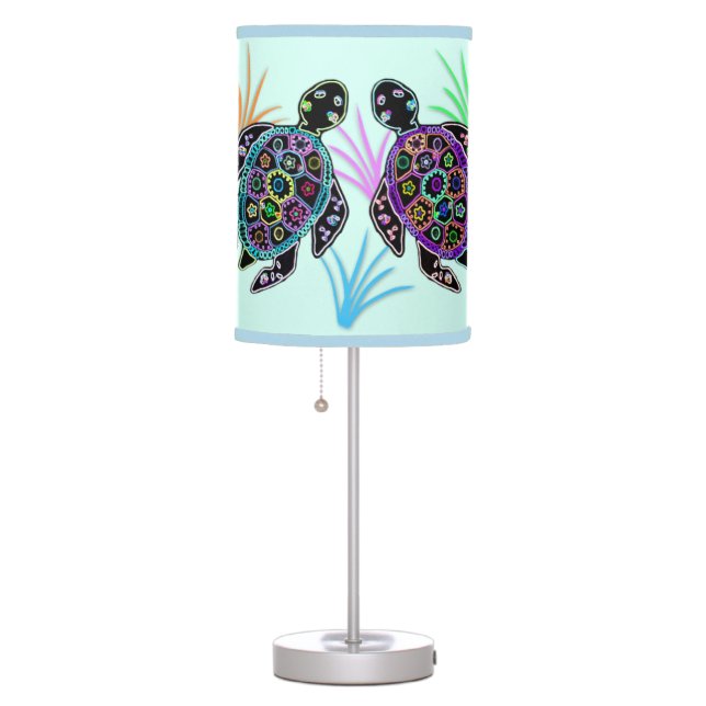 Mosaic Sea Turtles Lampshade Table Lamp (Right)