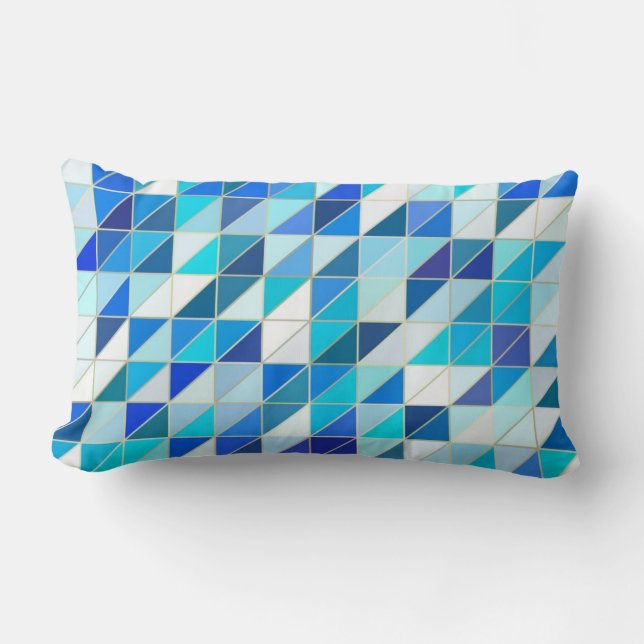 Mosaic - Shades of blue and white Lumbar Pillow (Front)