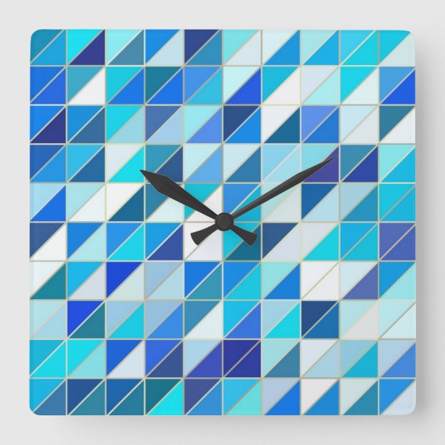 Mosaic - Shades of blue and white Square Wall Clock (Front)