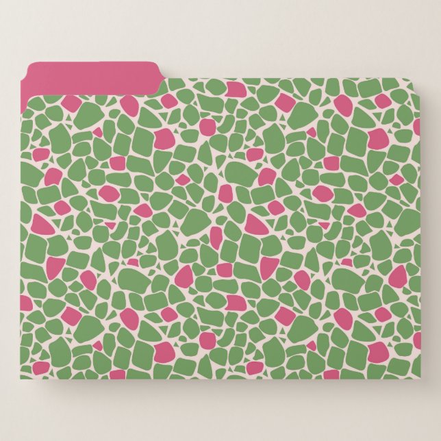 Mosaic small abstract pattern tiles green raspberr file folder (Front Left)