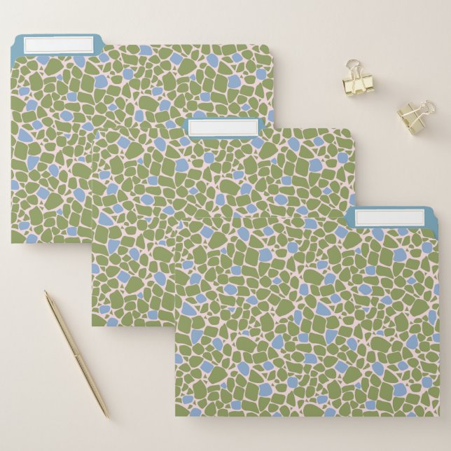 Mosaic small abstract pattern tiles green sky blue file folder (Set)