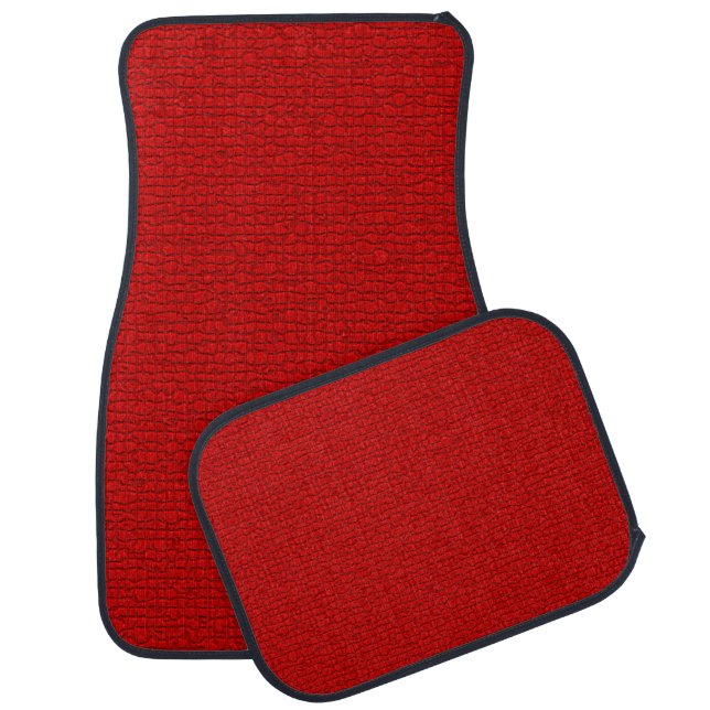 Mosaic Solid Red Textured Pattern Car Floor Mat (Set)