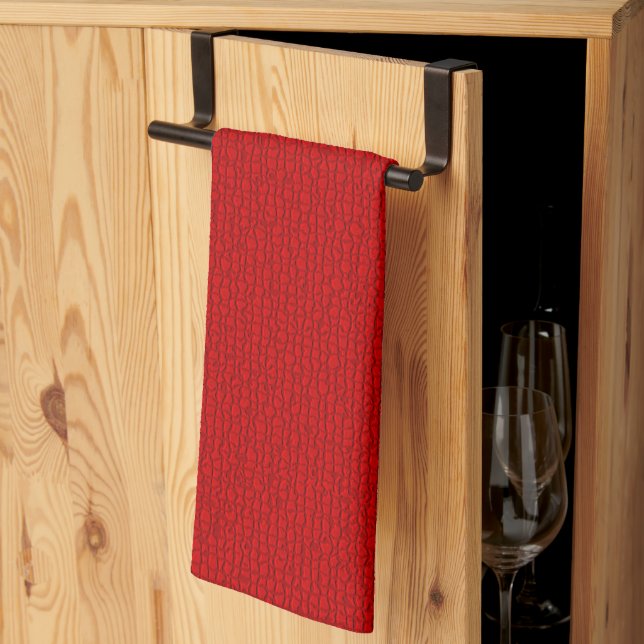 Mosaic Solid Red Textured Pattern Kitchen Towel (Thirds Fold)