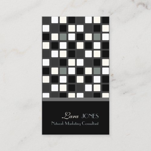 Mosaic Squares Tiles black  white monochrome Business Card