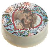 Mosaic Stained Glass and Tile Wedding Personalized Chocolate Covered Oreo (Angled)