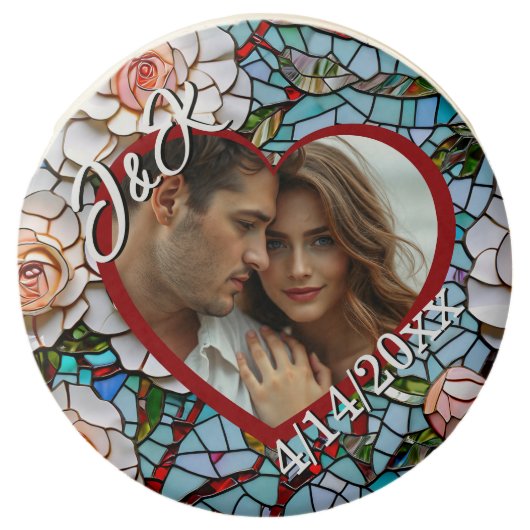 Mosaic Stained Glass and Tile Wedding Personalized Chocolate Covered Oreo (Front)