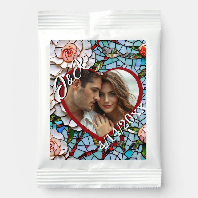 Mosaic Stained Glass and Tile Wedding Personalized Margarita Drink Mix (Front)