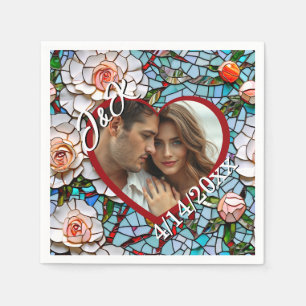 Mosaic Stained Glass and Tile Wedding Personalized Napkins