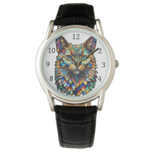 Mosaic Stained Glass Multicolor Cat 760 Watch