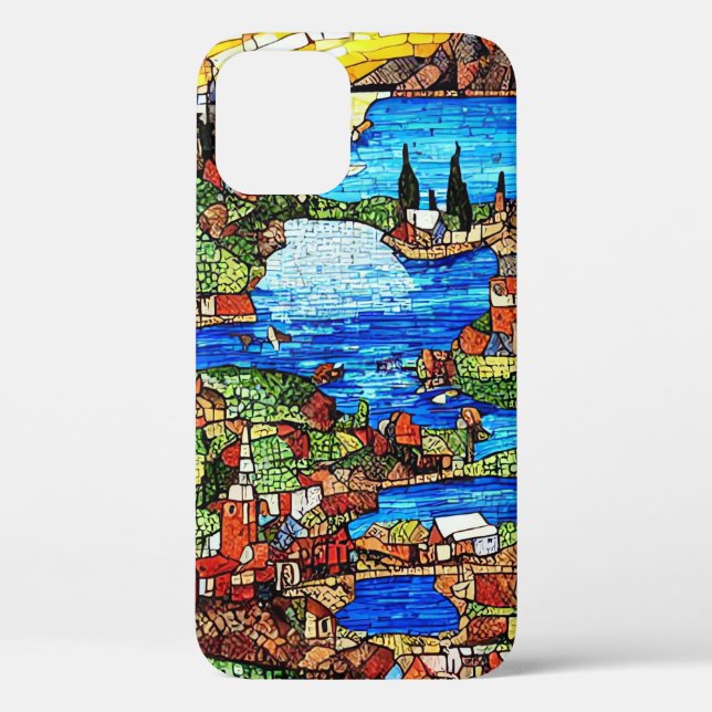 Mosaic Stained Glass of the Mediterranean Sea Case-Mate iPhone Case (Back)