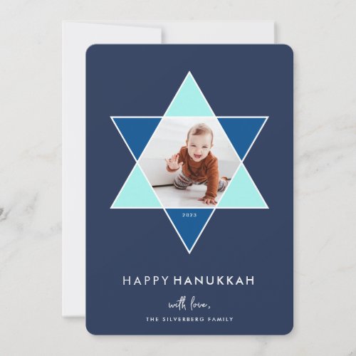 Mosaic Star  Hanukkah Photo Holiday Card