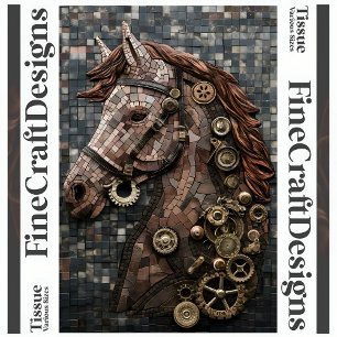 Mosaic Steampunk Brown Horse Copper A6L Decoupage Tissue Paper