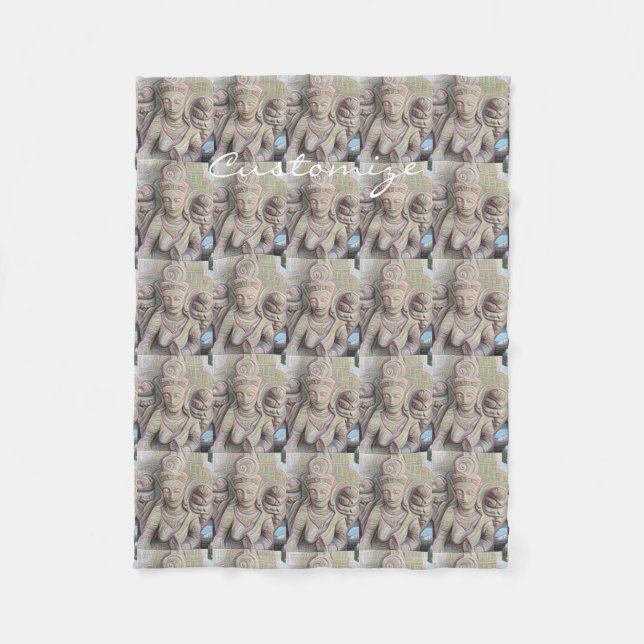 mosaic stone buddhas Thunder_Cove Fleece Blanket (Front)