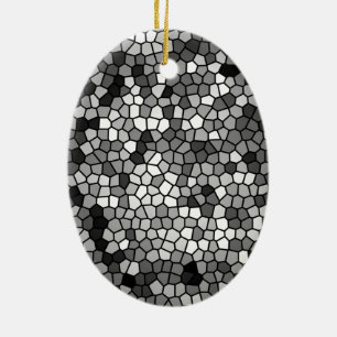 Mosaic Stones Glass Black Grey White Ceramic Ornament