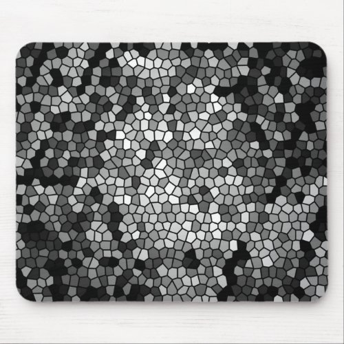 Mosaic Stones Glass Black Grey White Mouse Pad