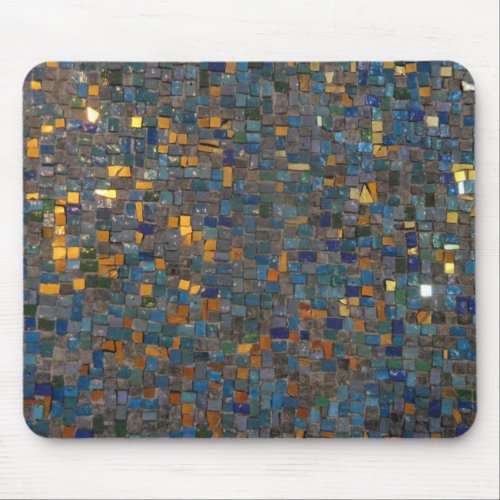 Mosaic Stones in Blue and Gold Mousepad